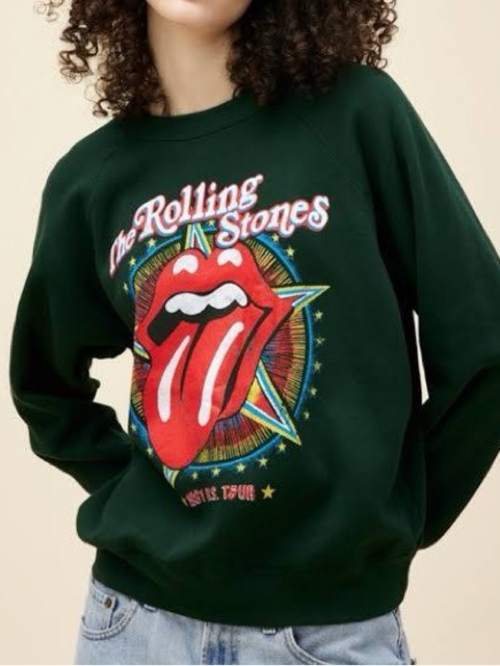 Daydreamer ROLLING STONES 1981 US TOUR SWEATSHIRT - VINTAGE GREEN Size Medium